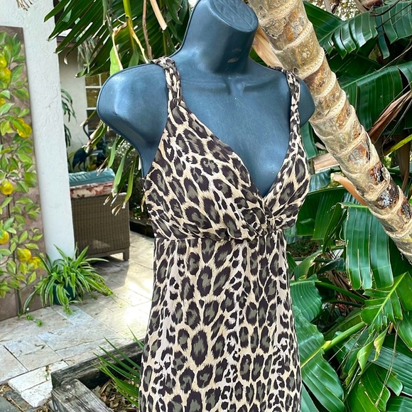 Arden b leopard print  silk slip style dress - Picture 3 of 9